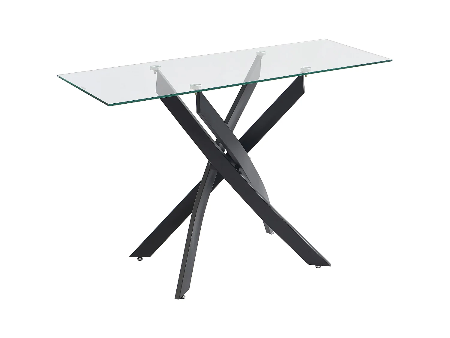 Consola de vidrio templado y metal negro - Transparente - COSIMA