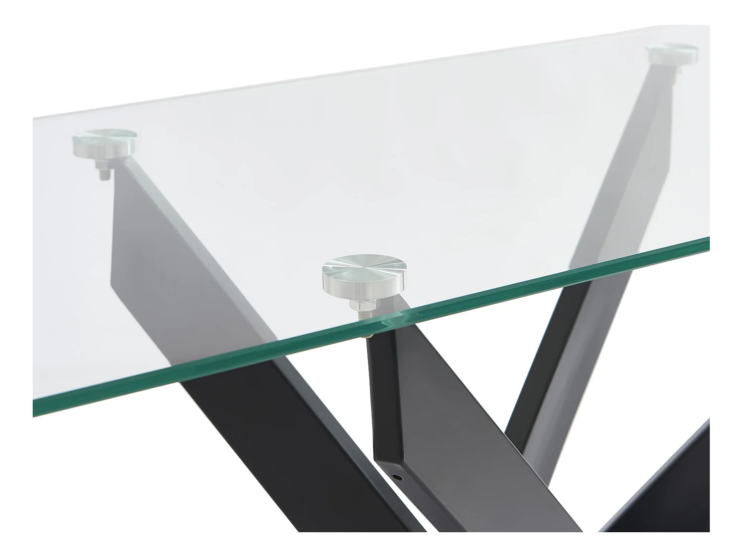 Consola de vidrio templado y metal negro - Transparente - COSIMA