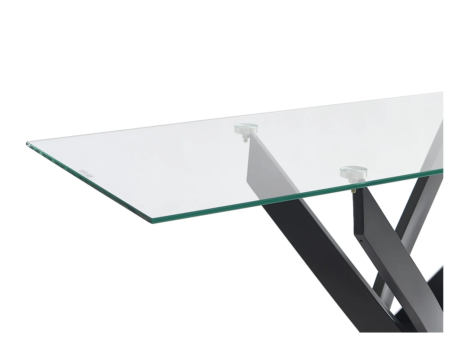 Consola de vidrio templado y metal negro - Transparente - COSIMA