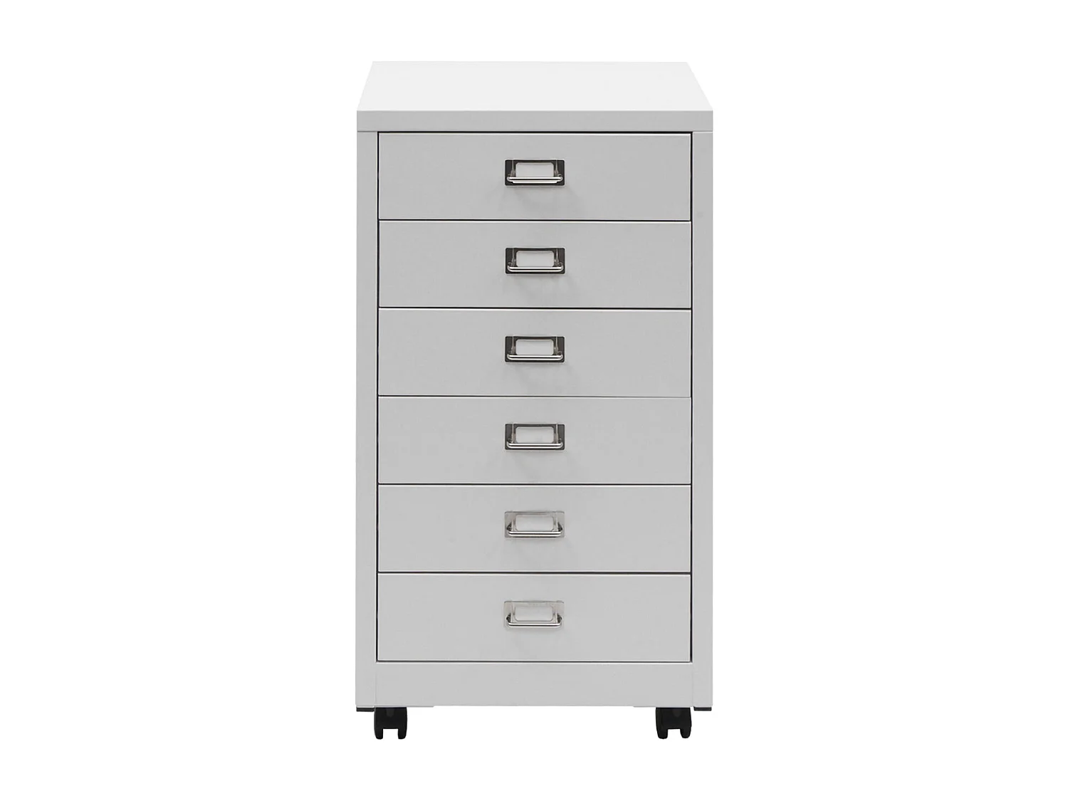 Cassettiera armadietto ufficio con ruote MCW-L49 acciaio 6 cassetti 75x40x41cm bianco