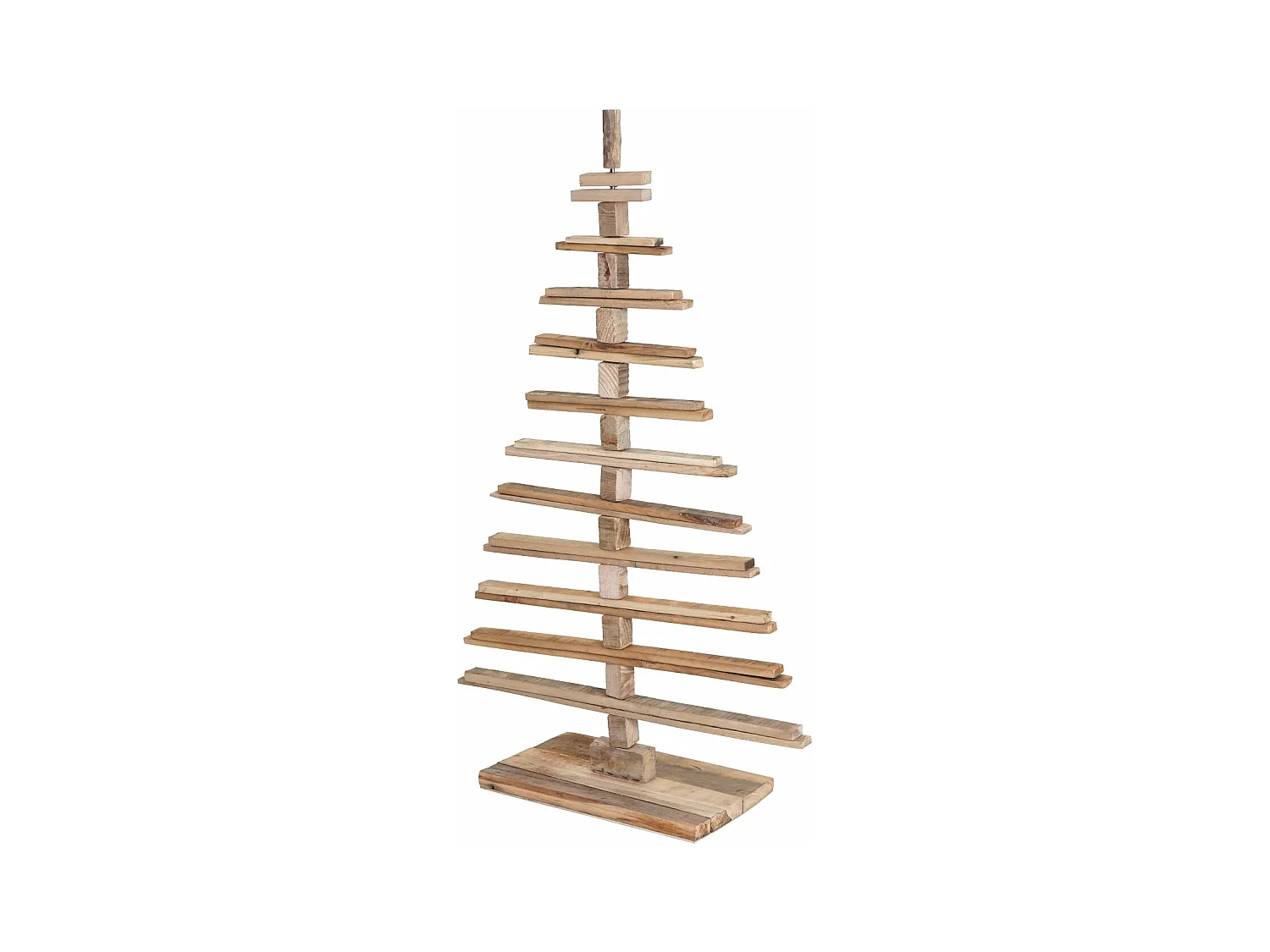 Sapin de Noël décoratif MCW-H77, Sapin de Noel décoratif MCW-H77, arbre de Noel 3D, aspect shabby, bois de sapin réglable 130x82x82cm