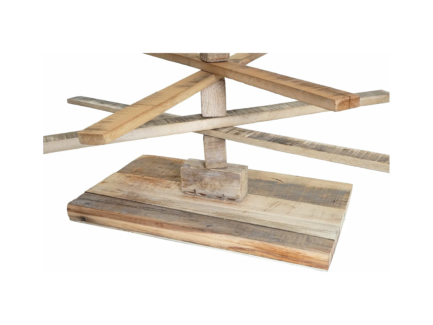 Sapin de Noël décoratif MCW-H77, Sapin de Noel décoratif MCW-H77, arbre de Noel 3D, aspect shabby, bois de sapin réglable 130x82x82cm