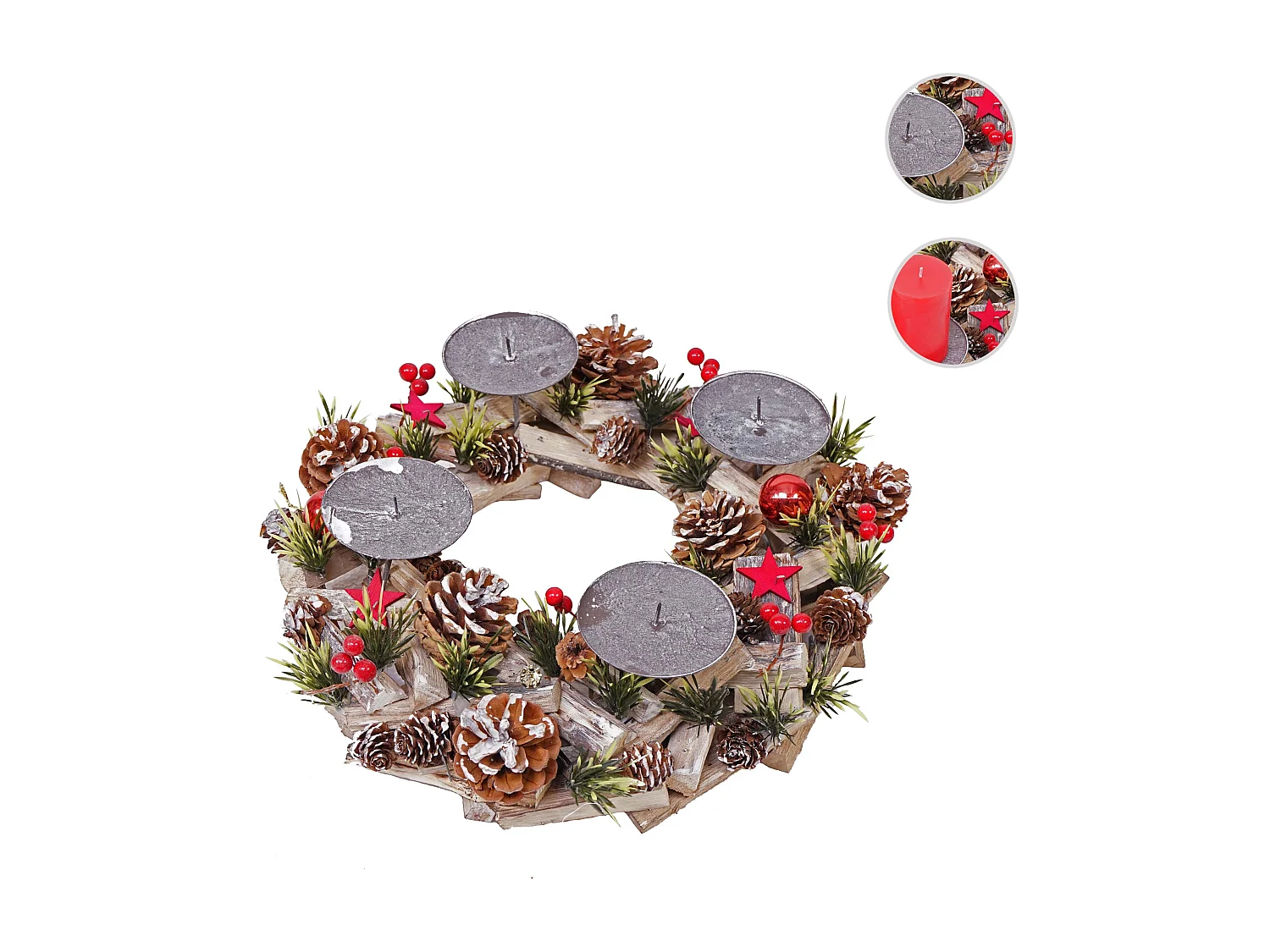 Couronne de l'Avent MCW-H50 Bois sans bougies,  sans bougies