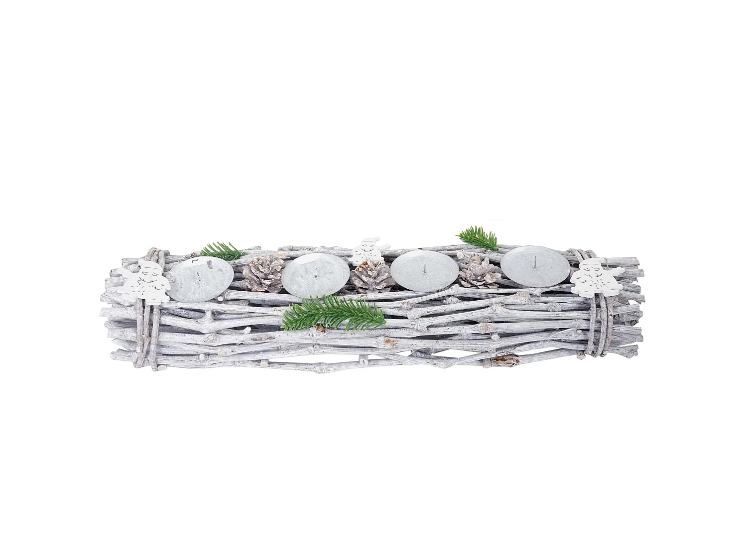 Couronne de l'Avent oblongue bougies bois rouge,  sans bougies