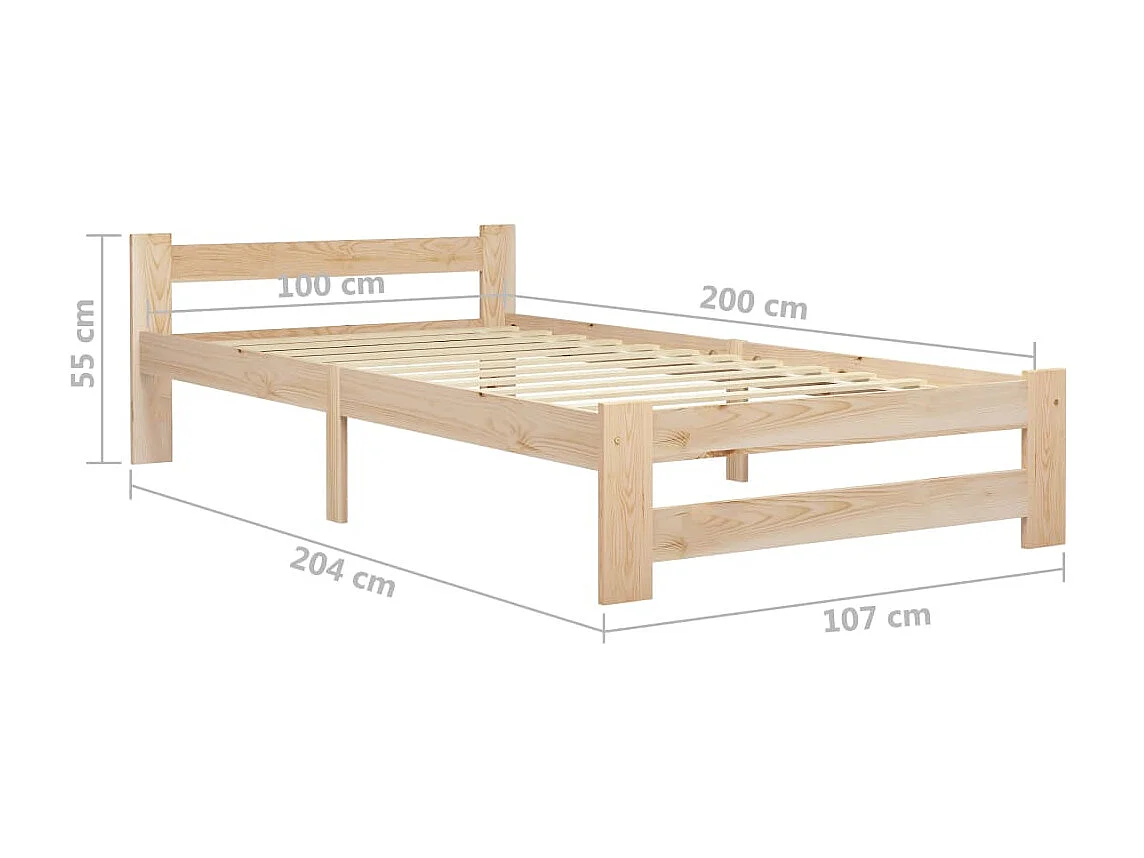 Bedframe massief grenenhout 100x200 cm