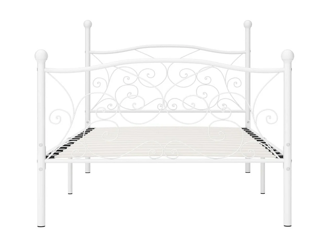 Lit et sommier à lattes Blanc Métal 90x200