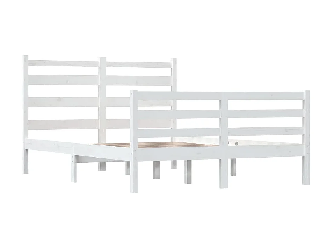 Lit Bois de pin massif 120x200 Blanc