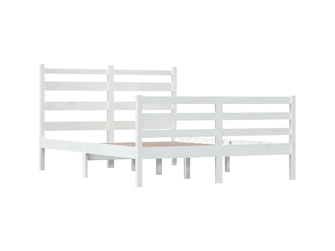 Lit Bois de pin massif 120x200 Blanc
