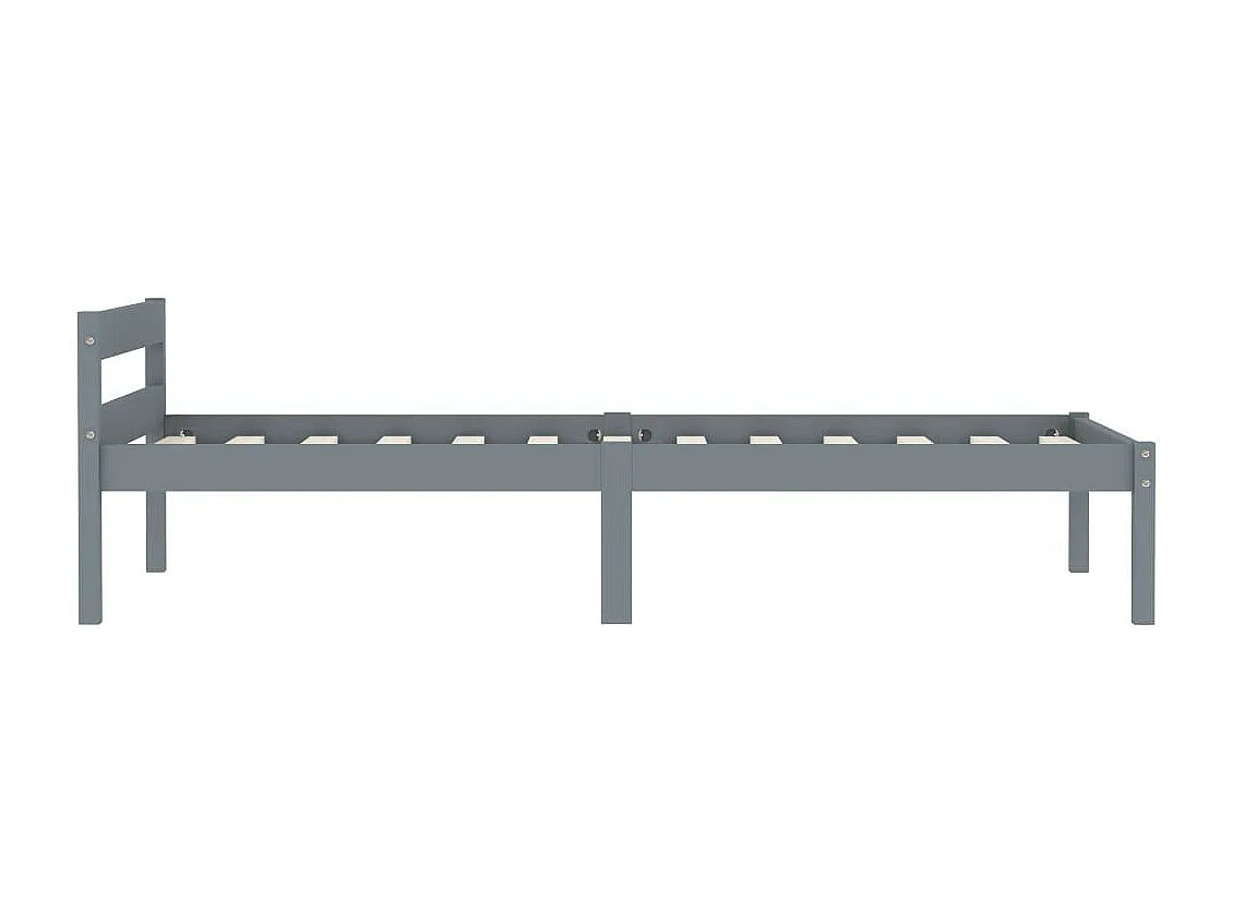 Lit Gris Bois de pin massif 90x200