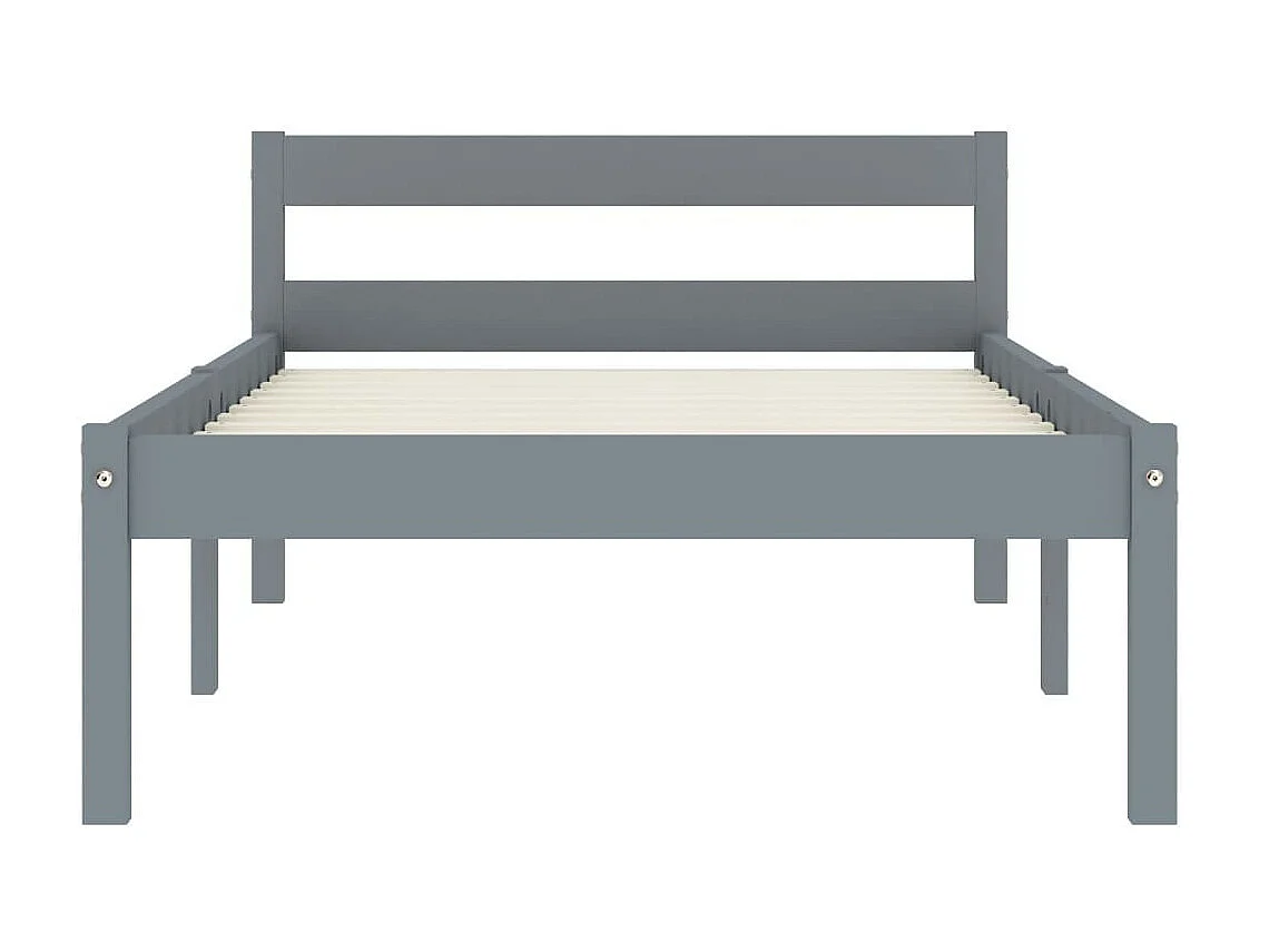Lit Gris Bois de pin massif 90x200