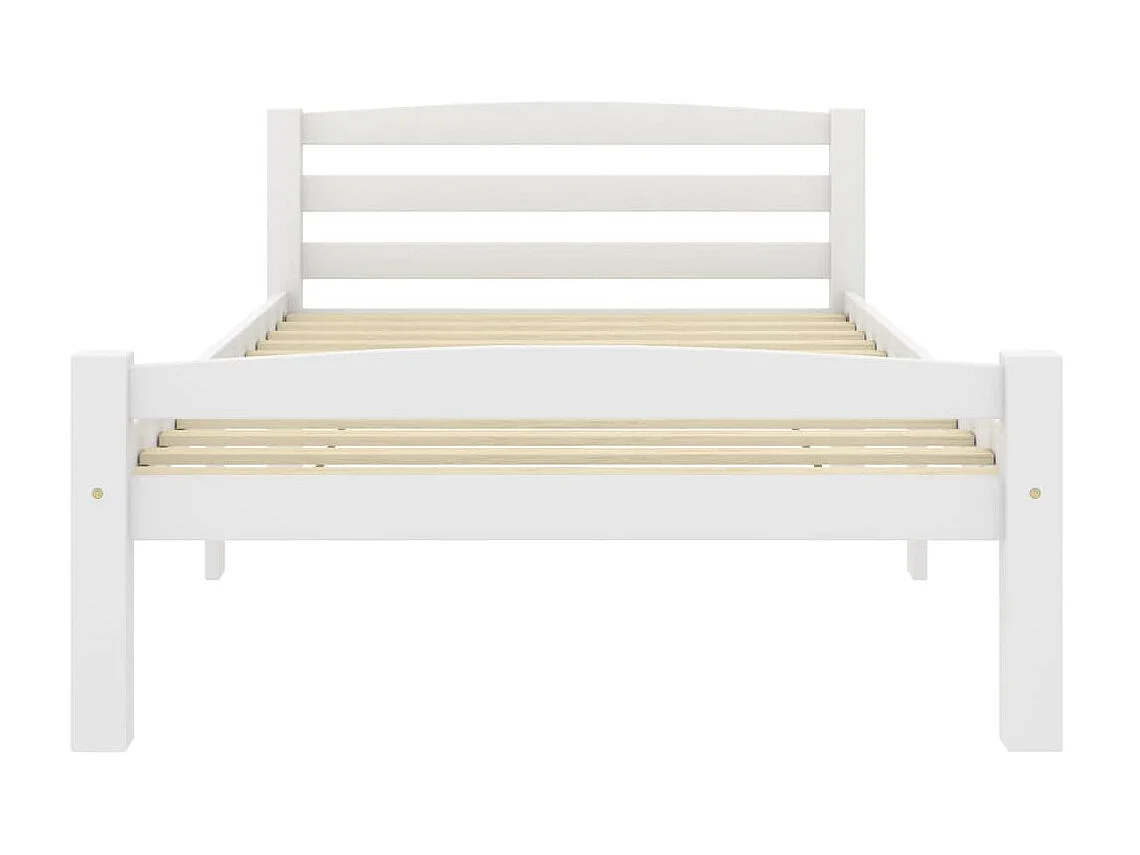 Lit Blanc Bois de pin massif 90x200 4