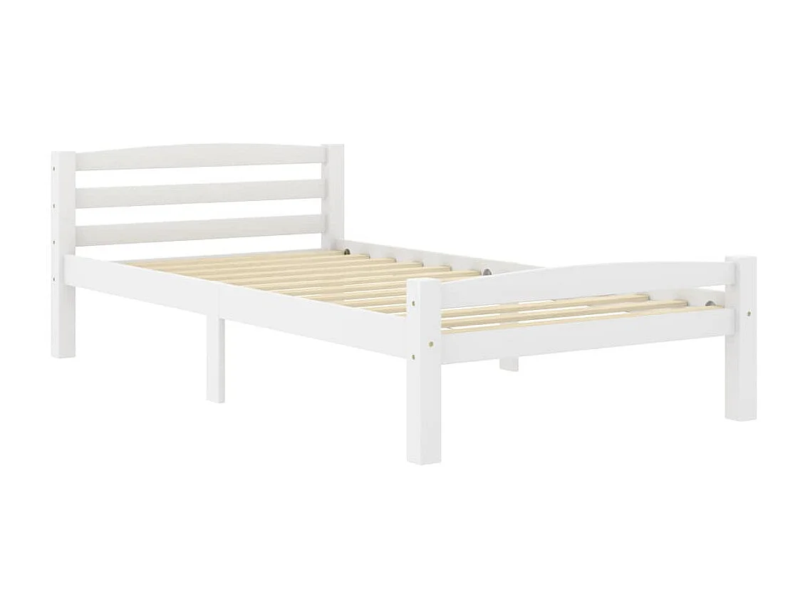 Lit Blanc Bois de pin massif 90x200 4