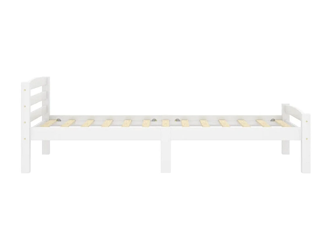 Lit Blanc Bois de pin massif 90x200 4