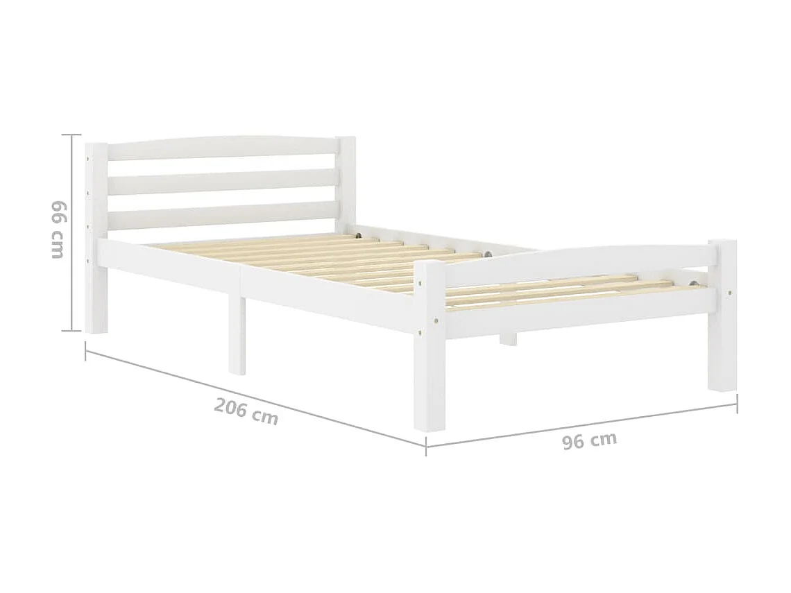 Lit Blanc Bois de pin massif 90x200 4