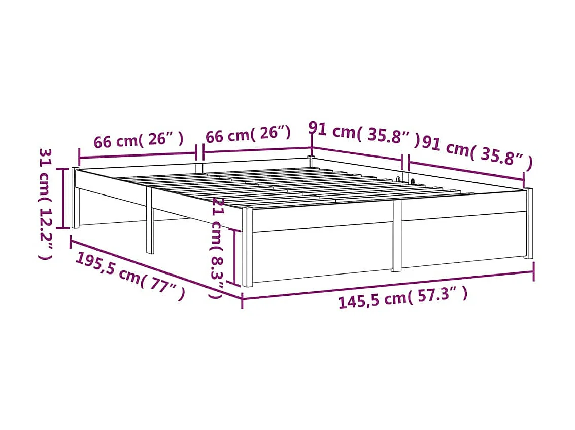 Lit Noir Bois massif 140x190 4