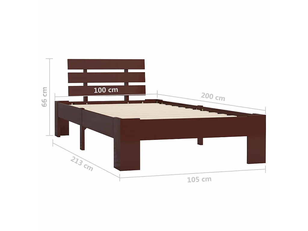 Lit Marron foncé Bois de pin massif 100x200 2