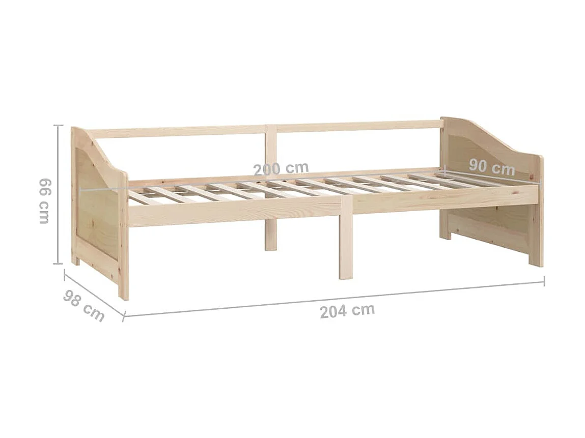 Lit de repos 3 places Bois de pin massif 90x200