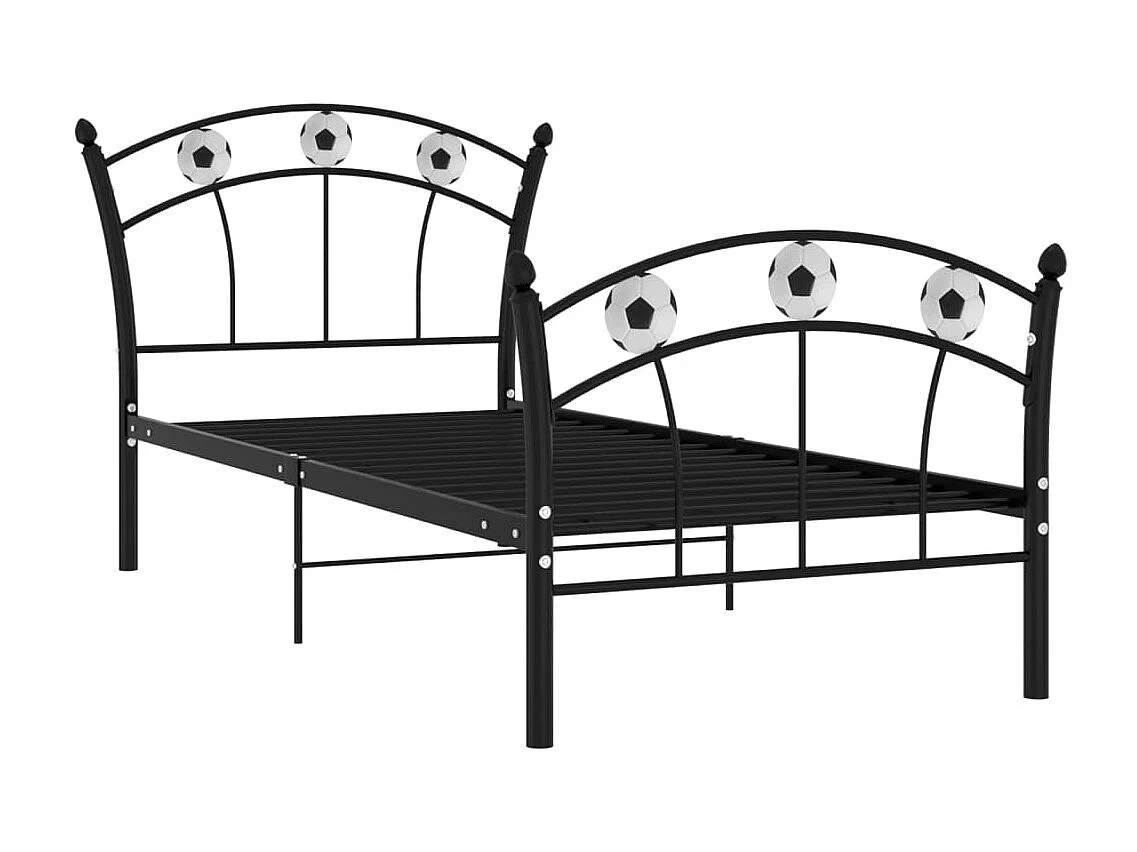 Lit avec design de football Noir Métal 90x200