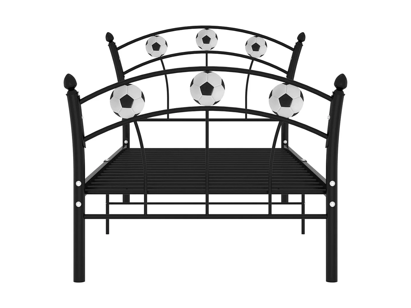 Lit avec design de football Noir Métal 90x200