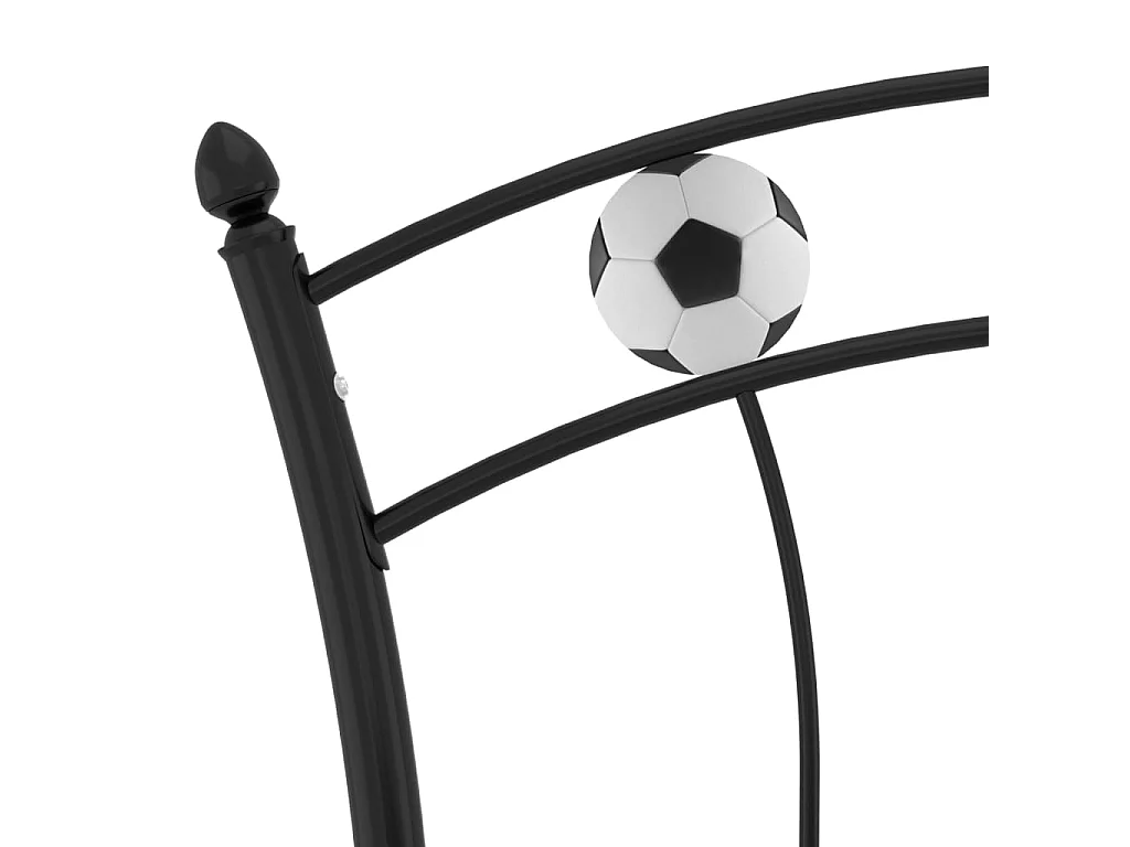 Lit avec design de football Noir Métal 90x200