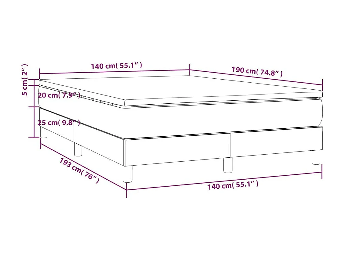 Lit à sommier tapissier avec matelas Noir 140x190 Tissu