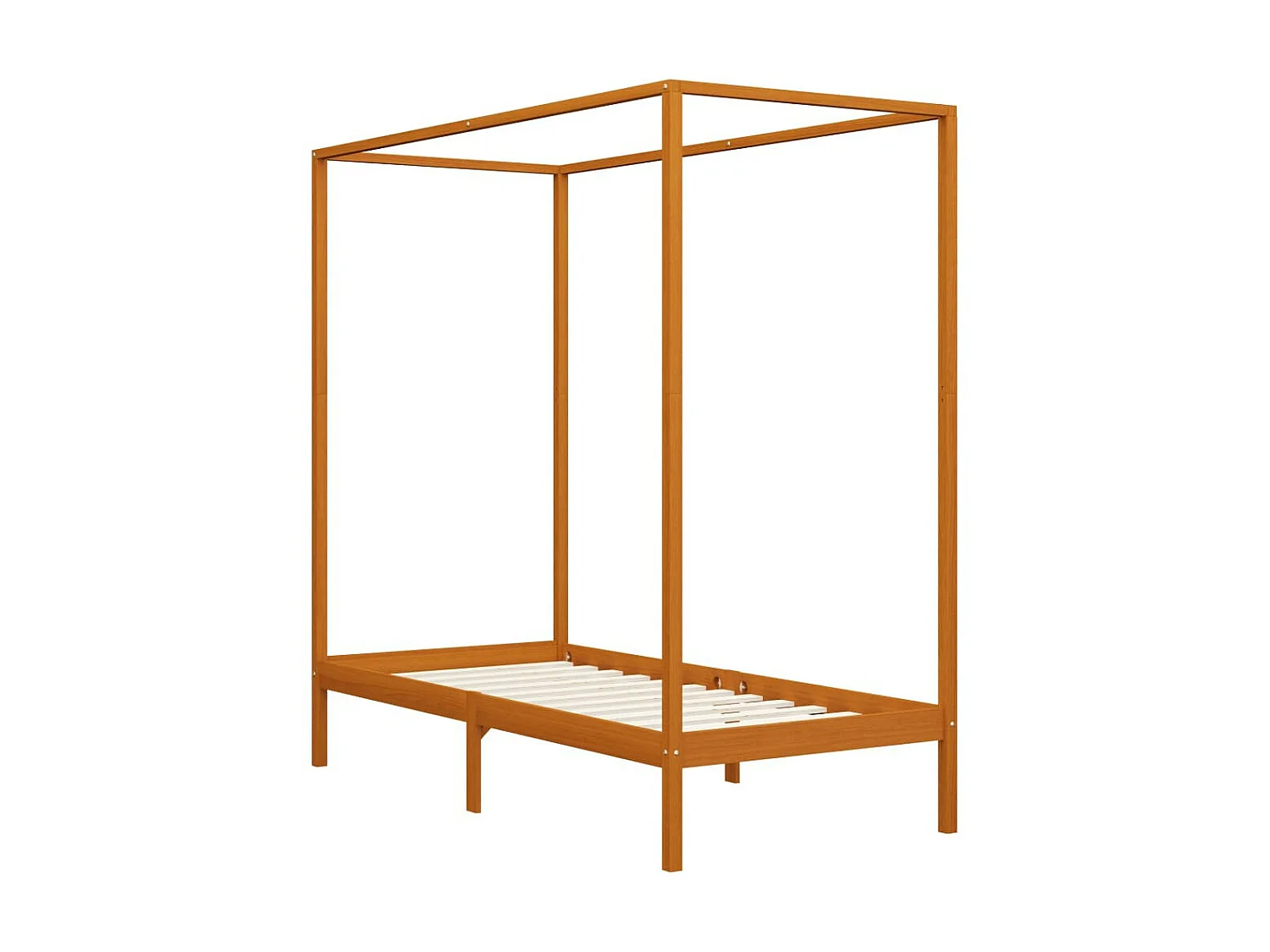 Lit à baldaquin Marron miel Pin massif 100x200