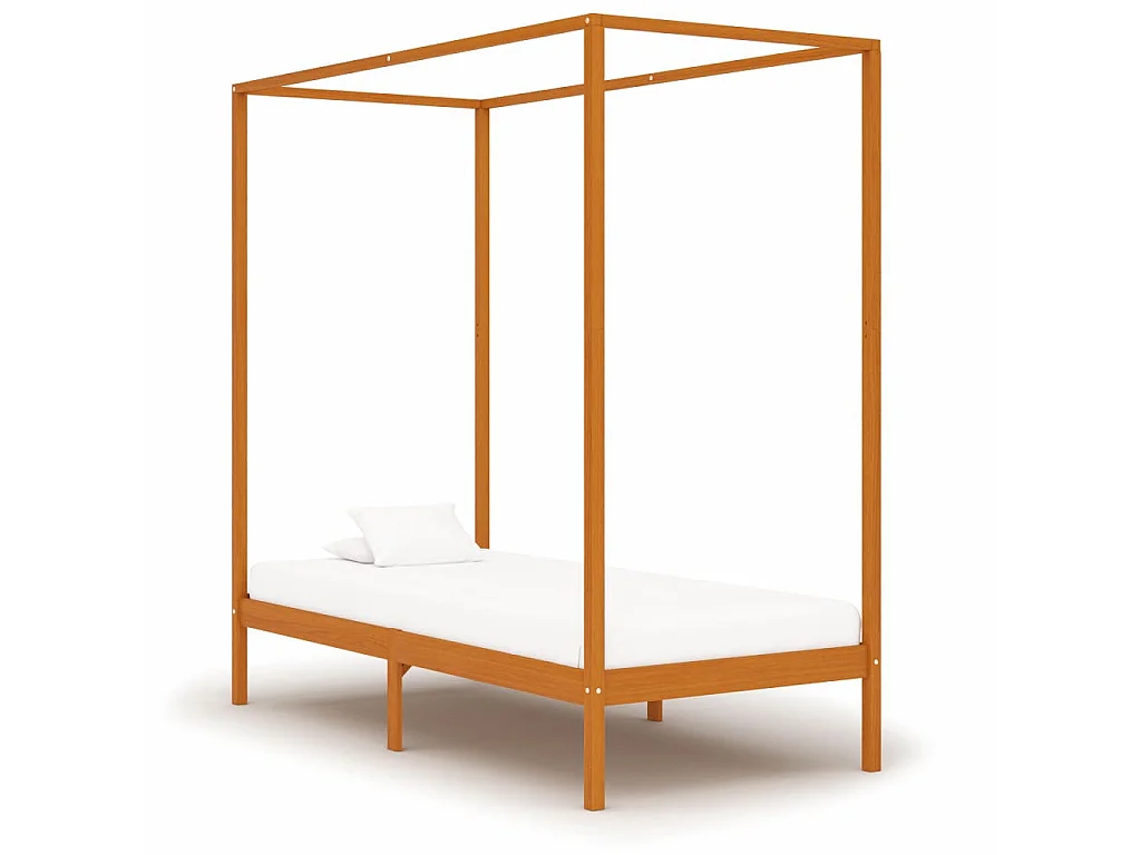 Lit à baldaquin Marron miel Pin massif 100x200