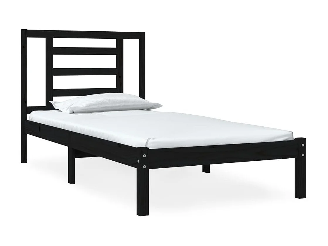 Lit Noir Bois massif 75x190 Petit simple 3