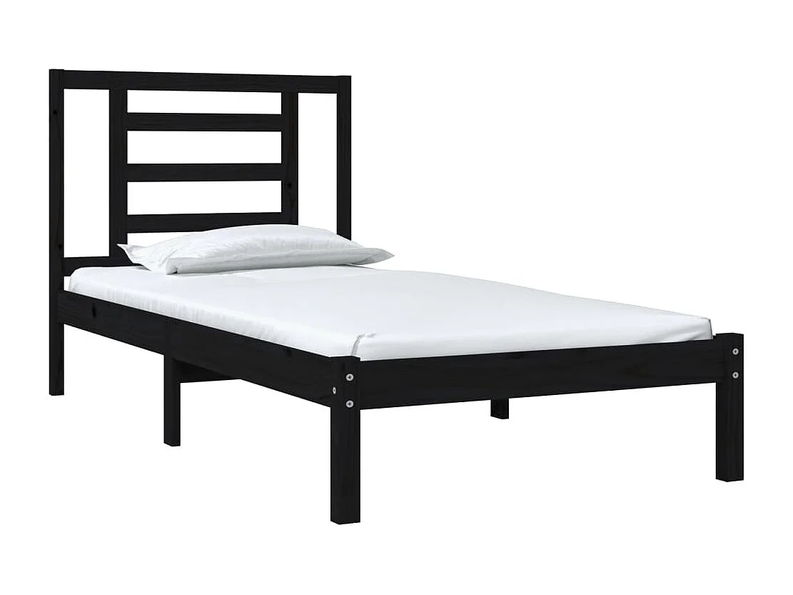 Lit Noir Bois massif 75x190 Petit simple 3
