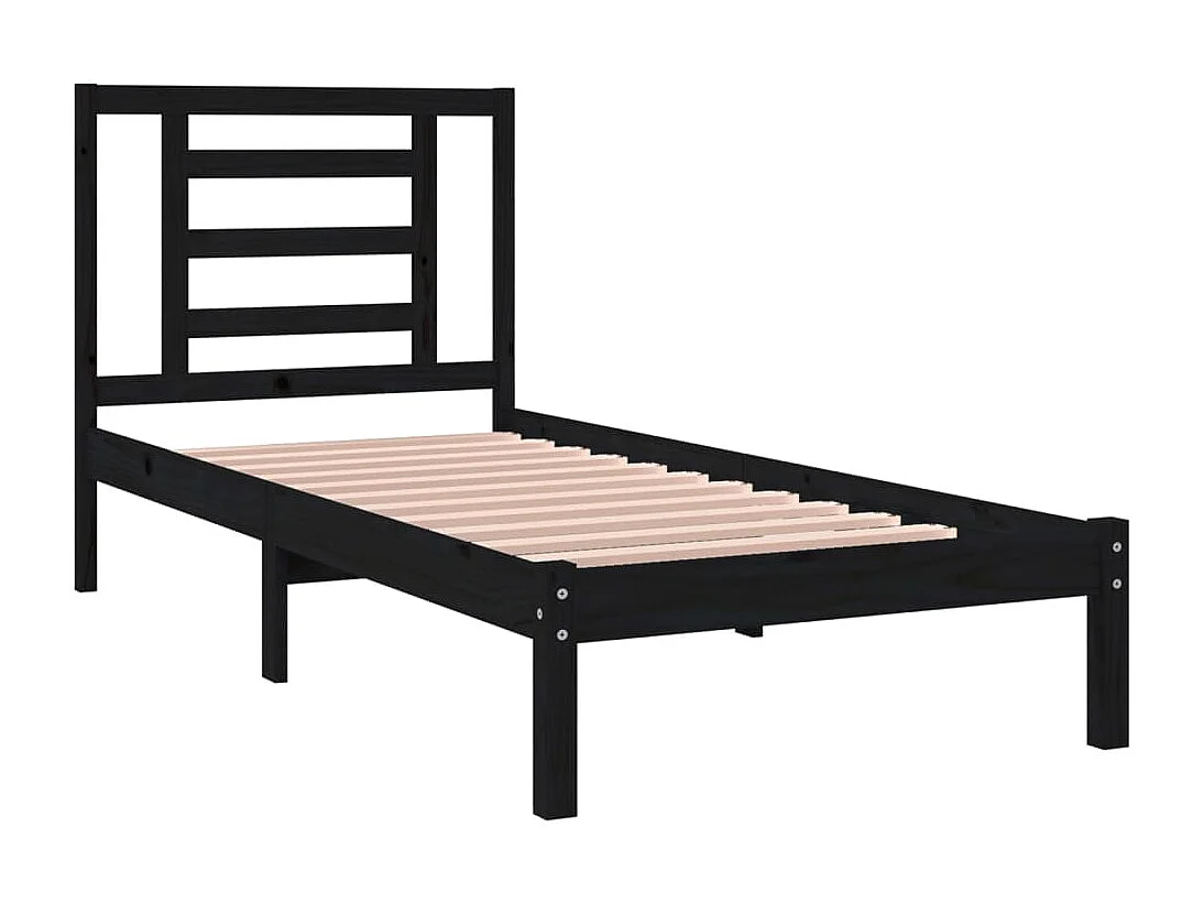 Lit Noir Bois massif 75x190 Petit simple 3