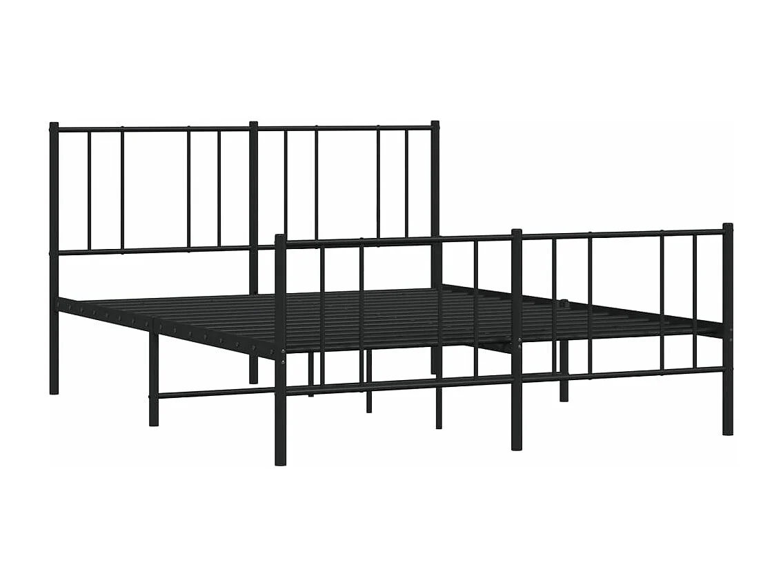 Lit métal avec tête de lit-pied de lit noir 150x200