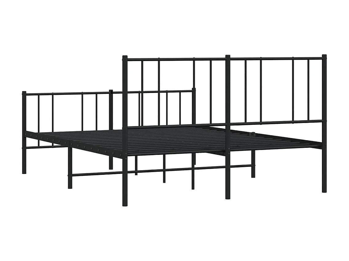Lit métal avec tête de lit-pied de lit noir 150x200
