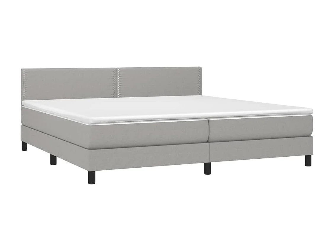 Lit à sommier tapissier avec matelas Gris clair 200x200 Tissu 3