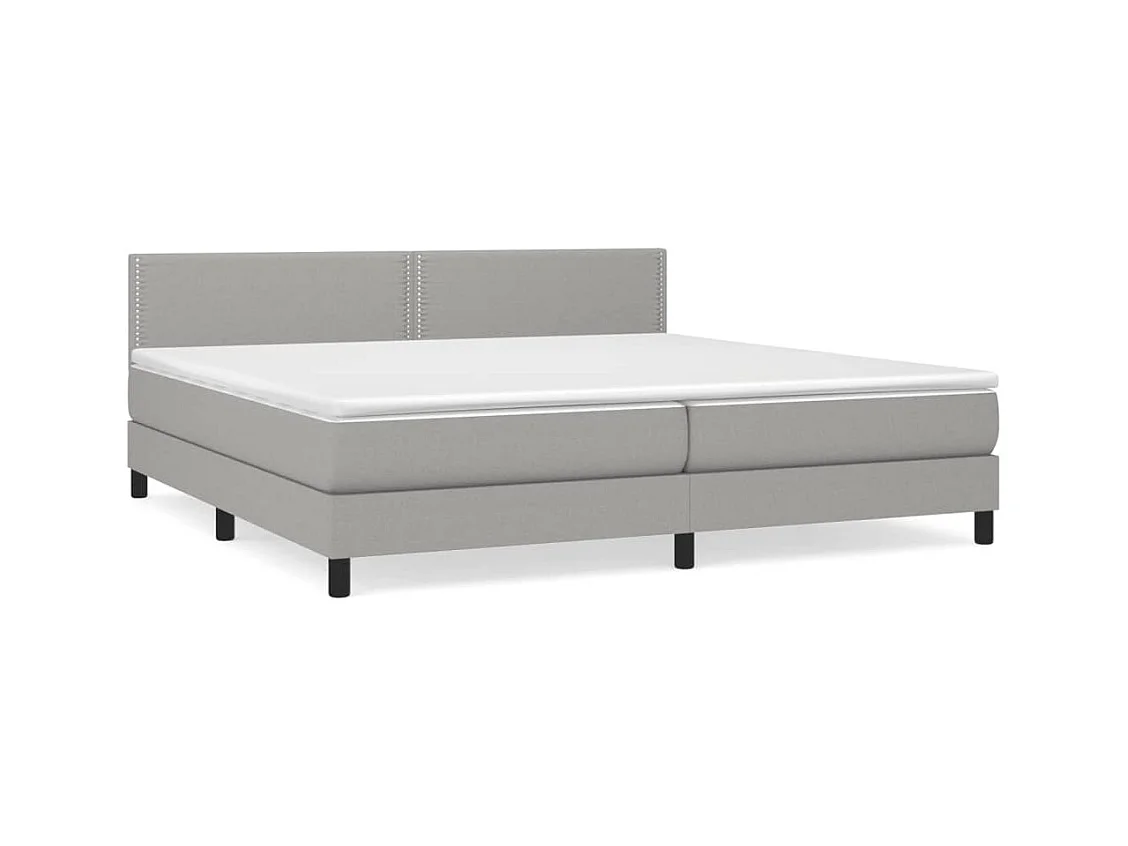 Lit à sommier tapissier avec matelas Gris clair 200x200 Tissu 3