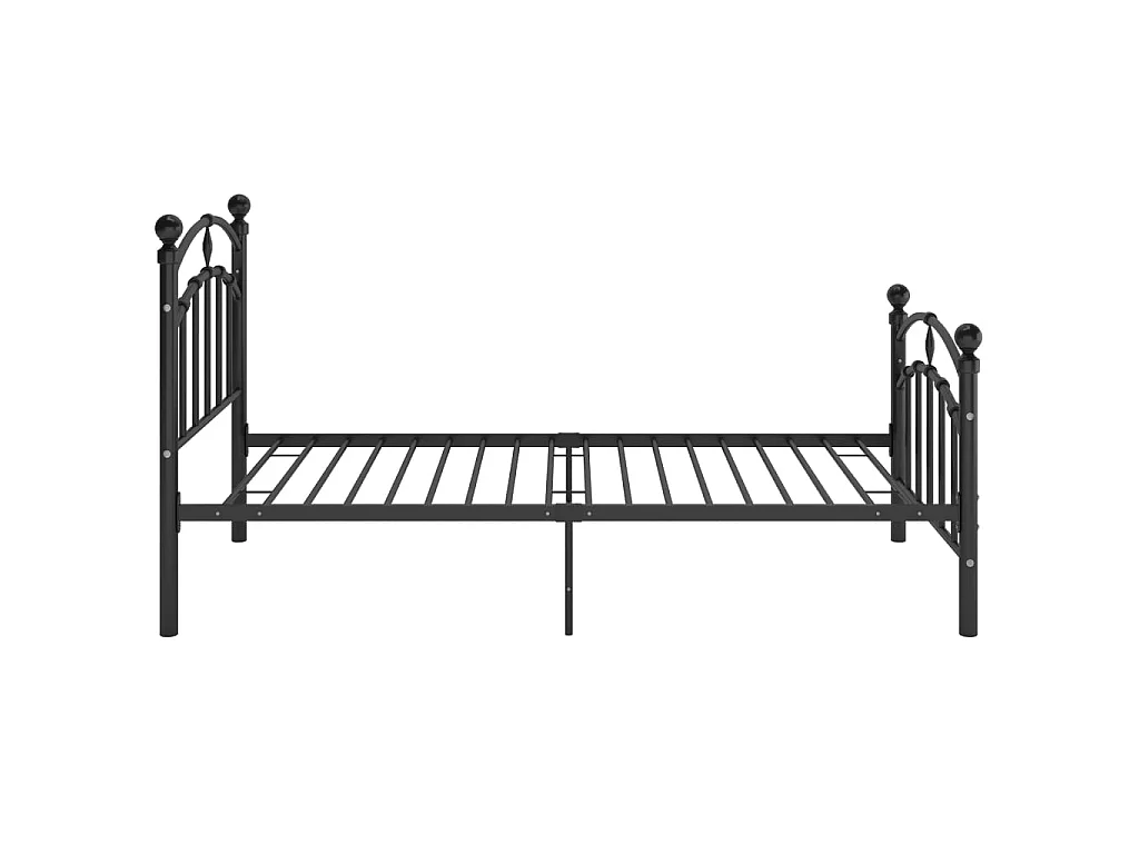 Lit noir Métal 100x200 tête de lit arrondie Ronda