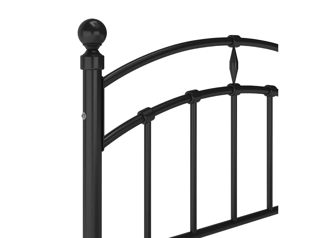 Lit noir Métal 100x200 tête de lit arrondie Ronda