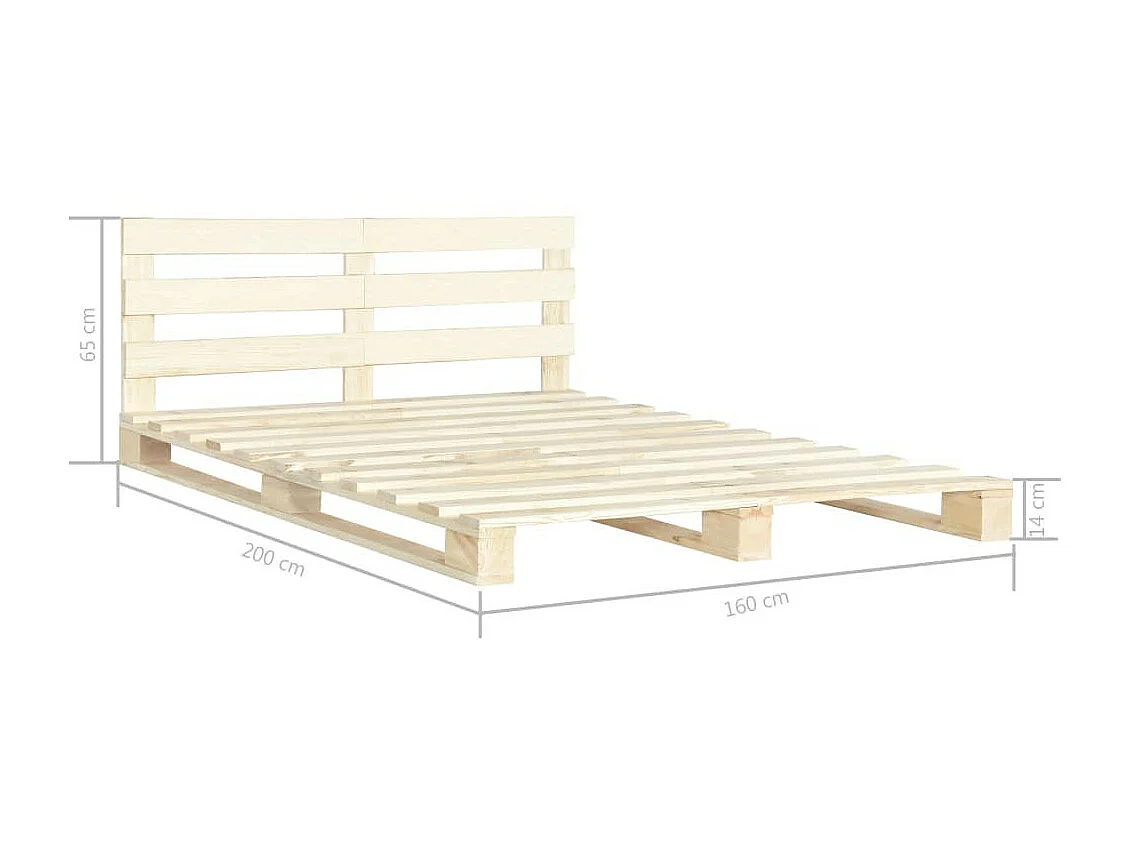Lit de palette Bois de pin massif 160x200 2