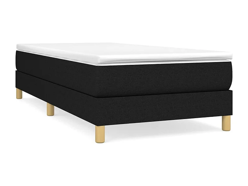Lit à sommier tapissier avec matelas Noir 90x190 Tissu