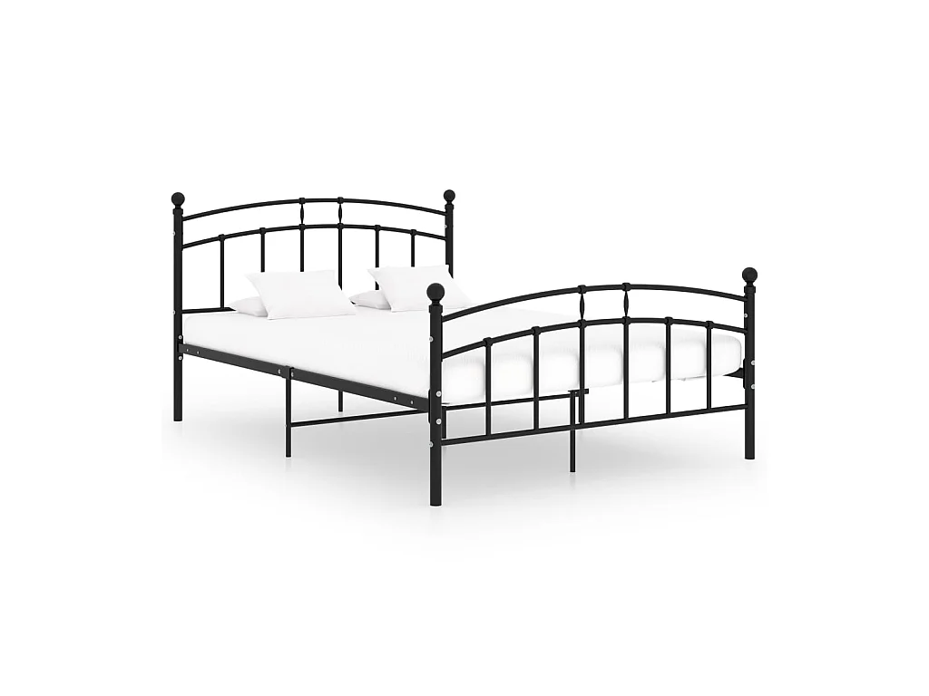 Lit noir Métal 200x200 tête de lit arrondie Ronda