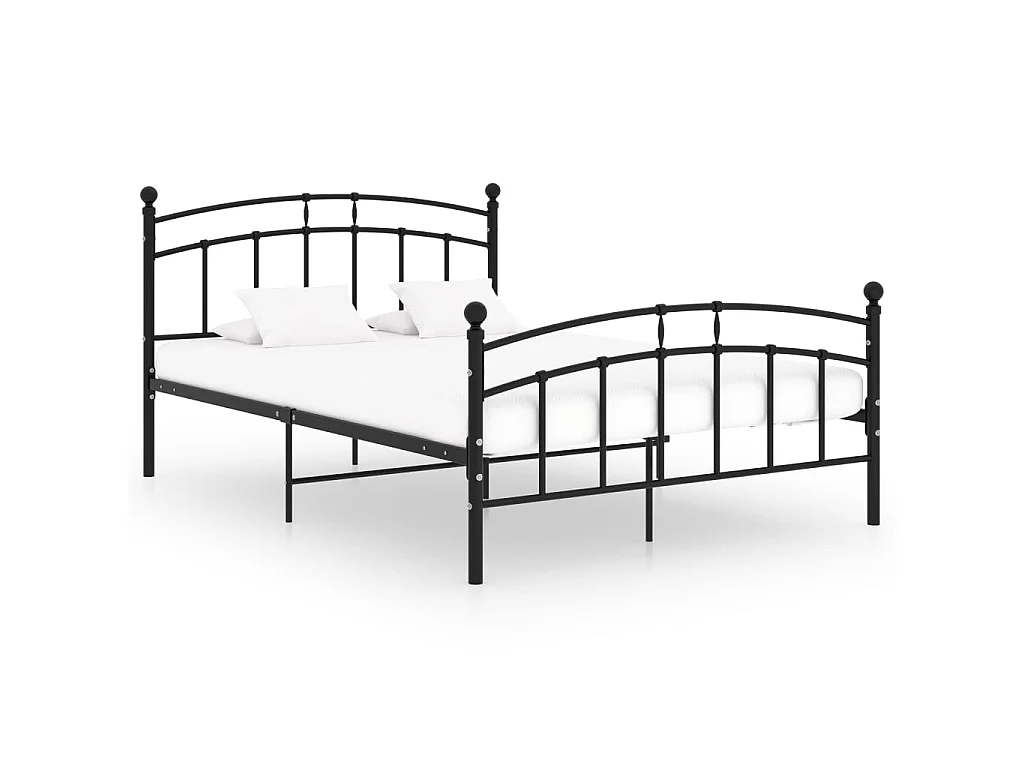 Lit noir Métal 200x200 tête de lit arrondie Ronda