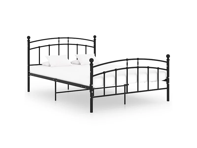 Lit noir Métal 200x200 tête de lit arrondie Ronda