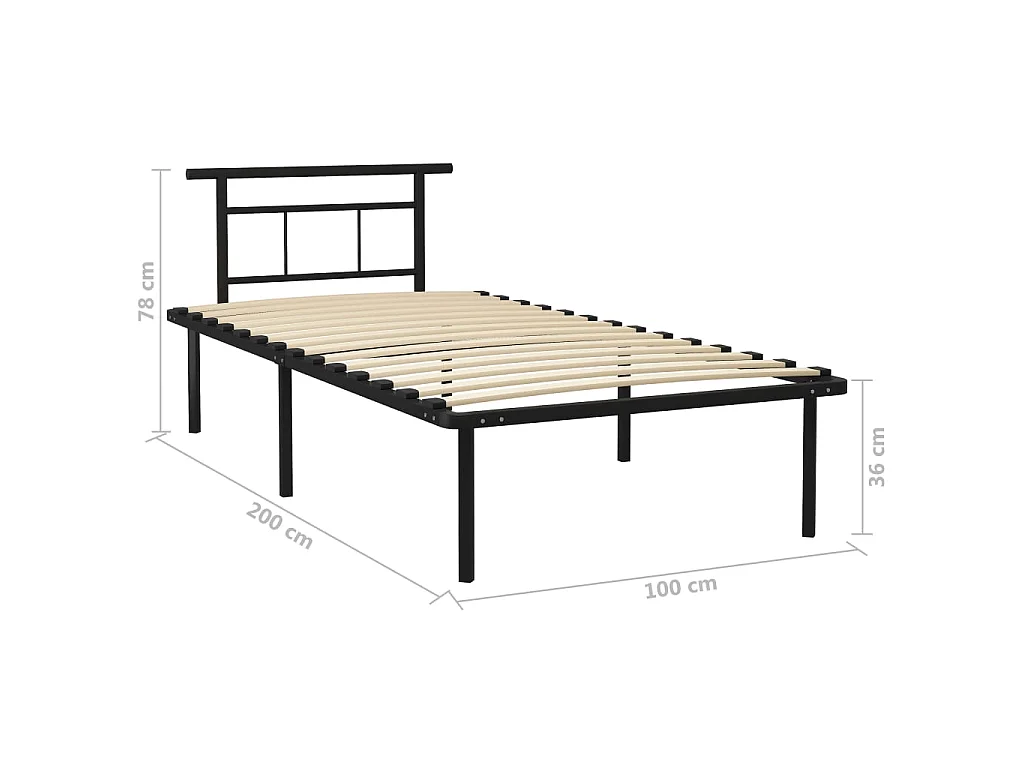 Lit Noir Métal 100x200 6