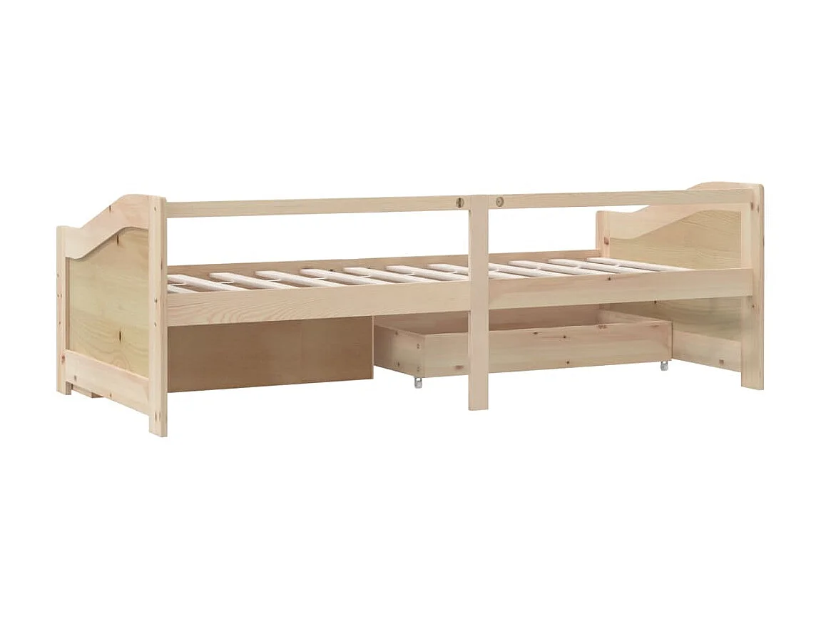 Lit de repos 3 places à tiroirs Bois de pin massif 90x200