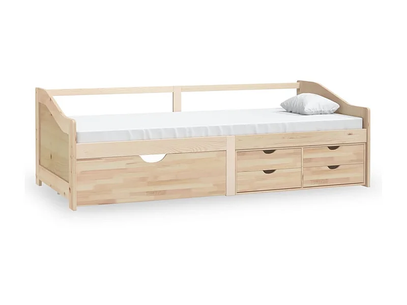 Lit de repos 3 places à tiroirs Bois de pin massif 90x200