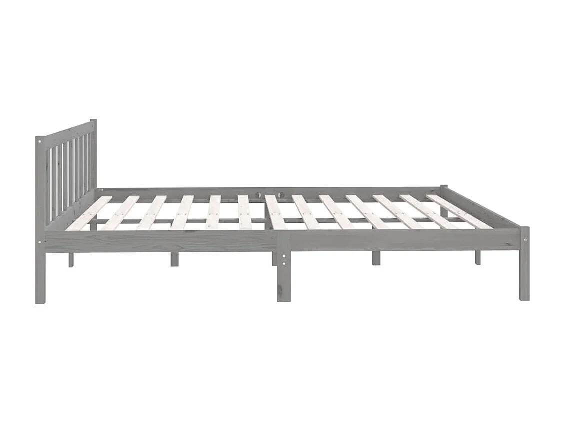 Lit Gris Bois de pin massif 200x200 5