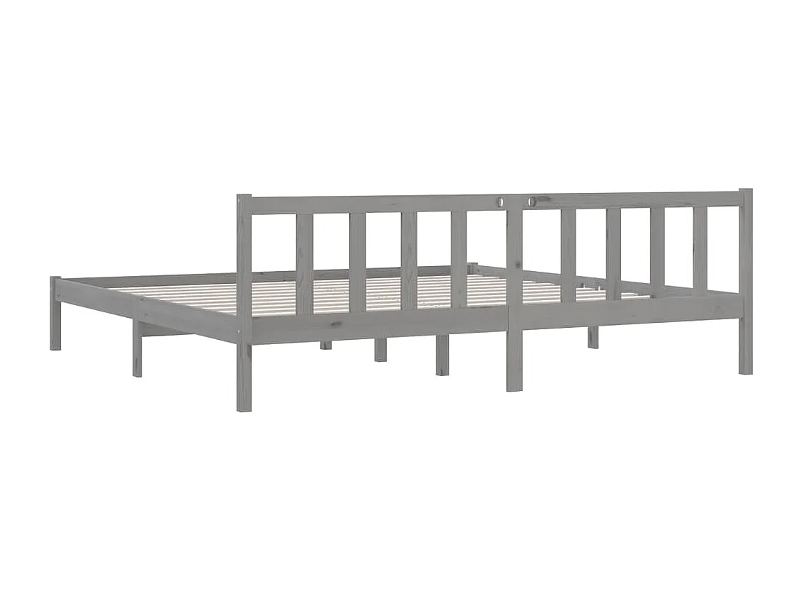 Lit Gris Bois de pin massif 200x200 5