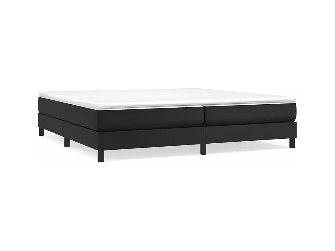 Lit à sommier tapissier avec matelas Noir 200x200 Similicuir 3
