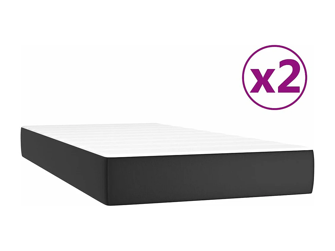 Lit à sommier tapissier avec matelas Noir 200x200 Similicuir 3