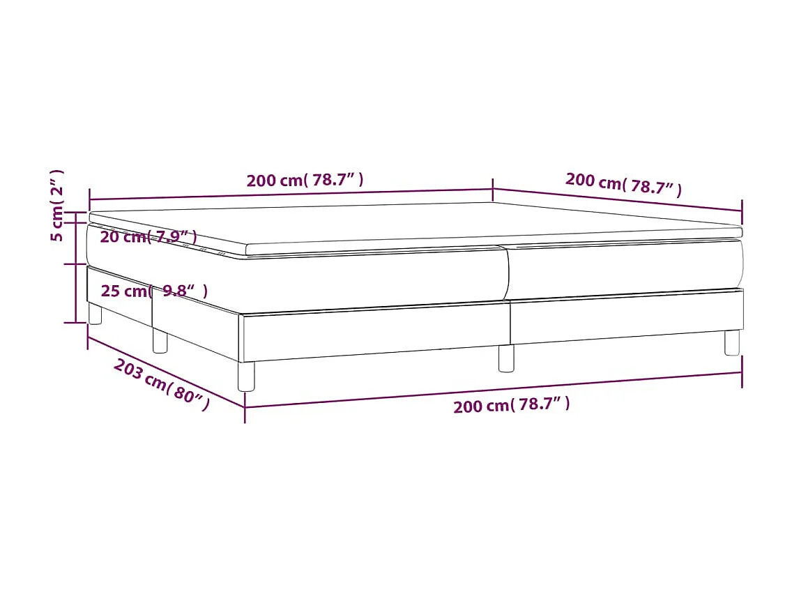 Lit à sommier tapissier avec matelas Noir 200x200 Similicuir 3