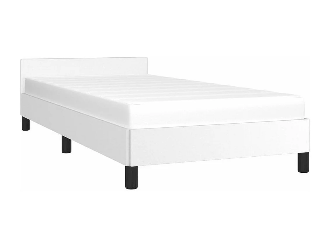 Lit avec tête de lit Blanc 90x200 Similicuir